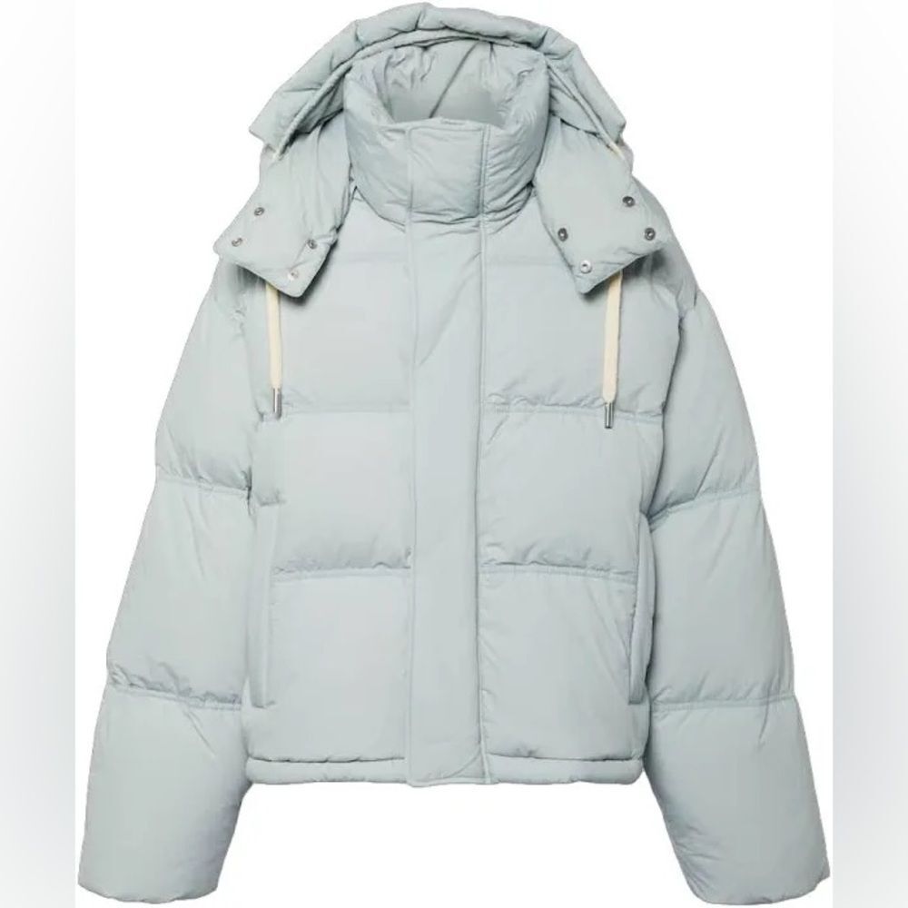 AMI Oversized Nylon Puffer Down Jacket Aquamarine -
